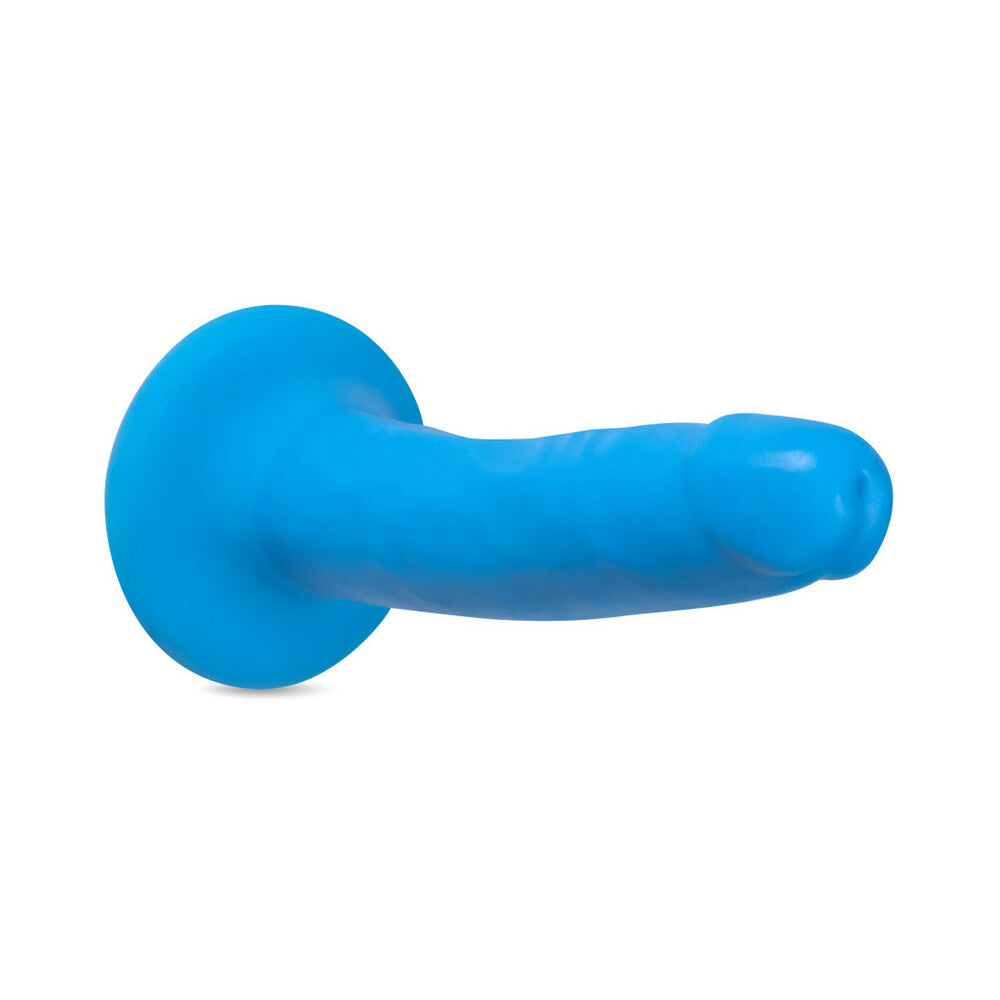 Blush Neo Elite 6 in. Silicone Dual Density Dildo with Suction Cup Neon Blue - Fantasies Boutique