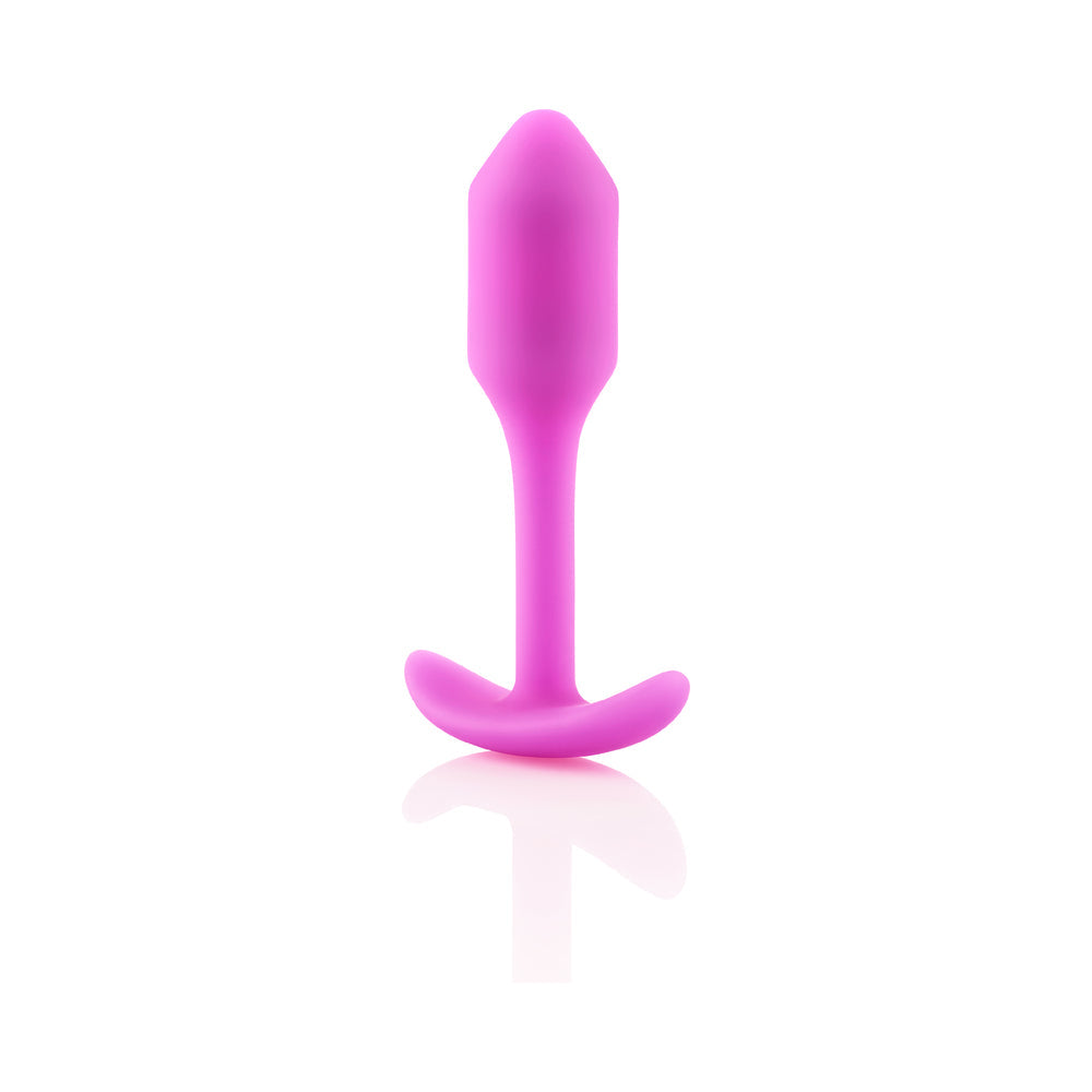 b-Vibe Snug Plug 1 Weighted Silicone Anal Plug Fuchsia - Fantasies Boutique