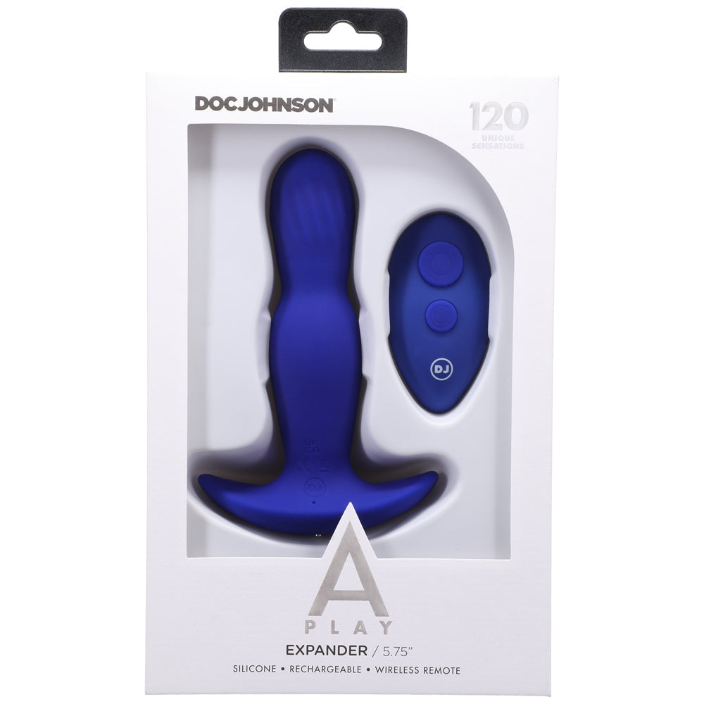 A-Play EXPANDER Rechargeable Silicone Anal Plug with Remote Blue - Fantasies Boutique
