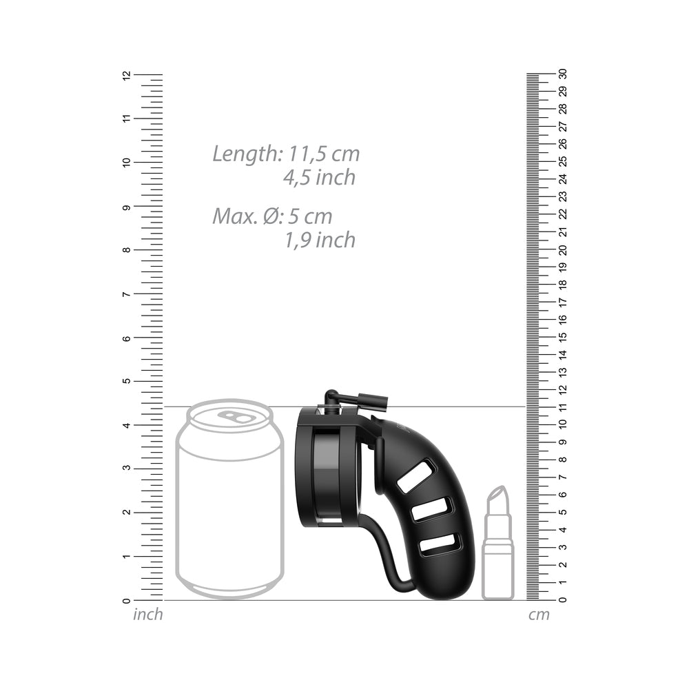 Shots ManCage Model 19 Adjustable 4.5 in. Silicone Ballsplitter Cock Cage Black - Fantasies Boutique