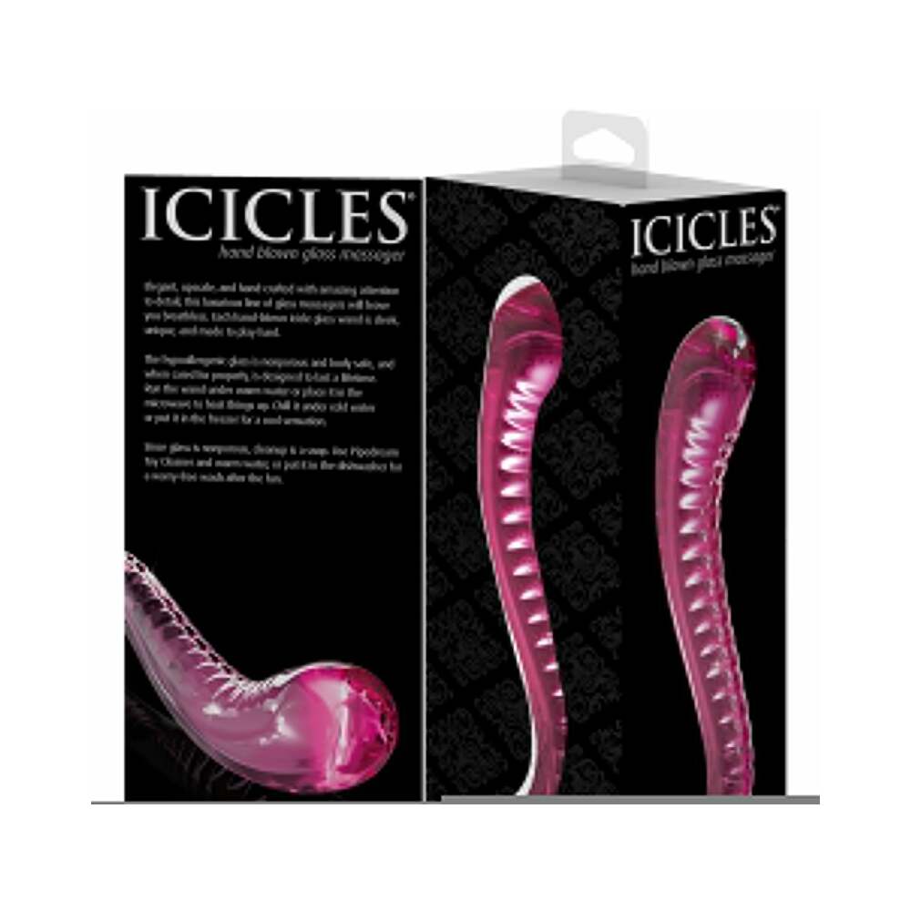 Icicles No. 69 Curved Dual-Ended Glass Dildo Pink - Fantasies Boutique