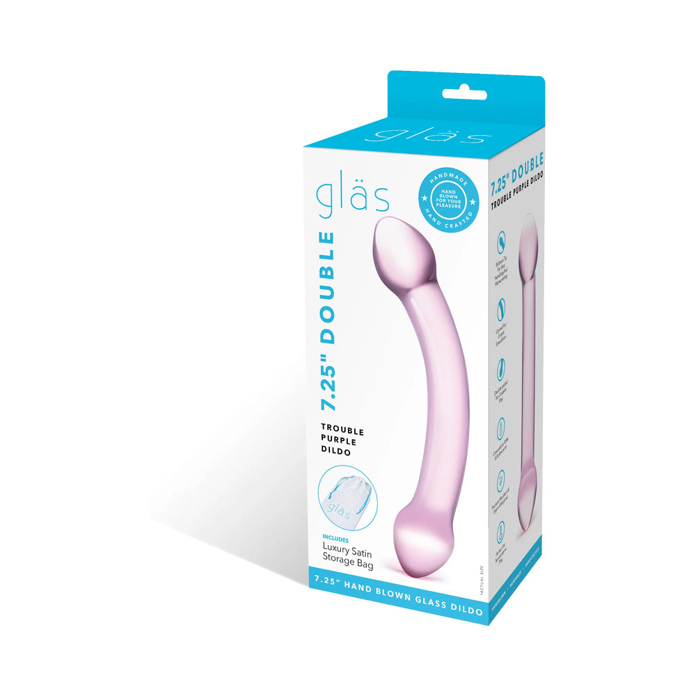 Glas 7.25 in. Double Trouble Purple Glass Dildo - Fantasies Boutique