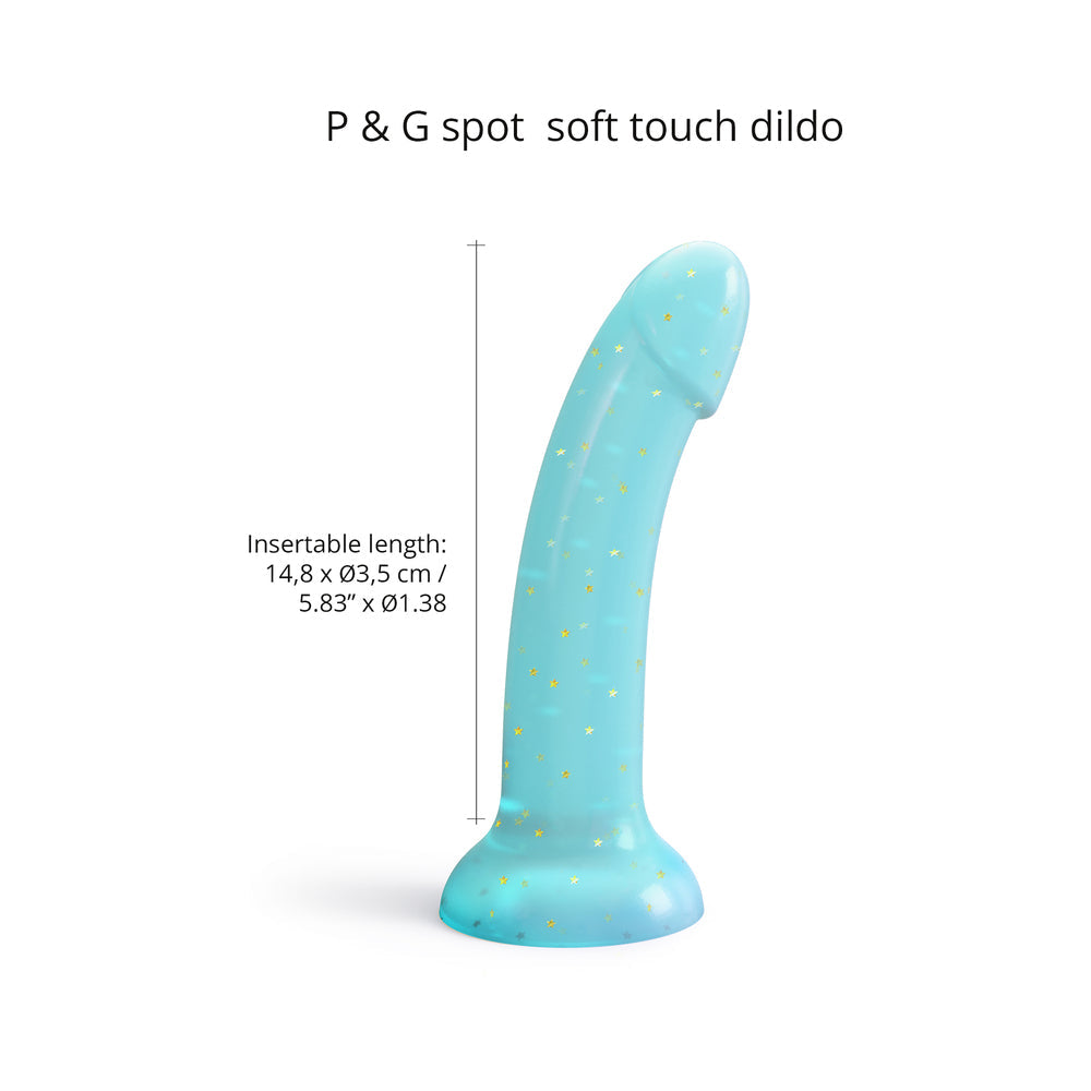 Love to Love Dildolls Nightfall 6 in. Silicone Dildo with Gold Star Glitter Blue - Fantasies Boutique