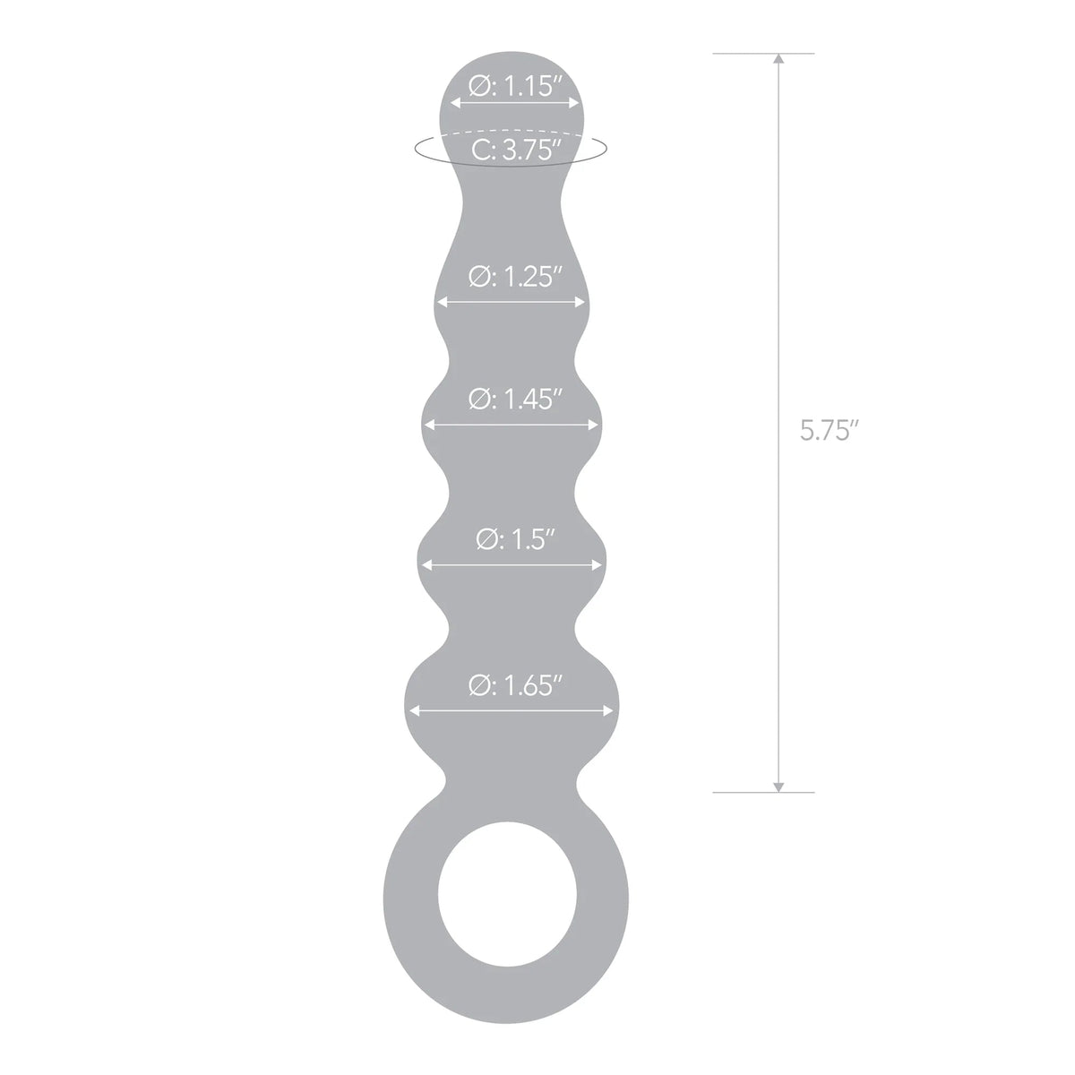 Glas 7.5 in. Quintessence Beaded Anal Slider Glass Dildo with Ring Handle - Fantasies Boutique