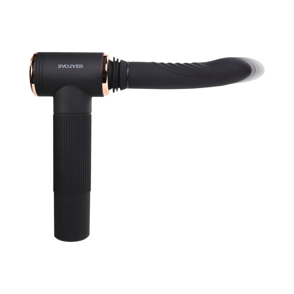 Evolved Too Hot To Handle Rechargeable Silicone Thrusting Sex Machine Black - Fantasies Boutique