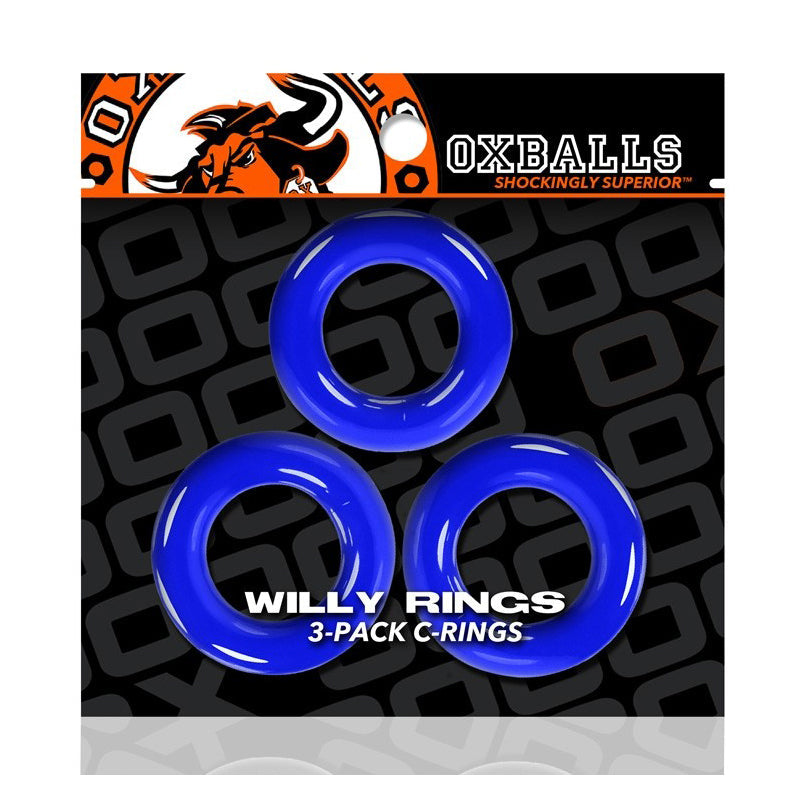 Oxballs Willy Rings 3-Pack Cockrings O/S Police Blue - Fantasies Boutique