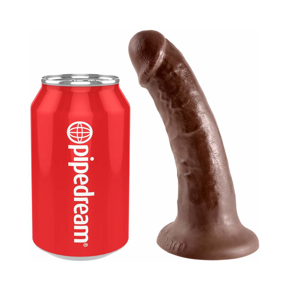 King Cock 6 in. Cock Realistic Dildo With Suction Cup Brown - Fantasies Boutique