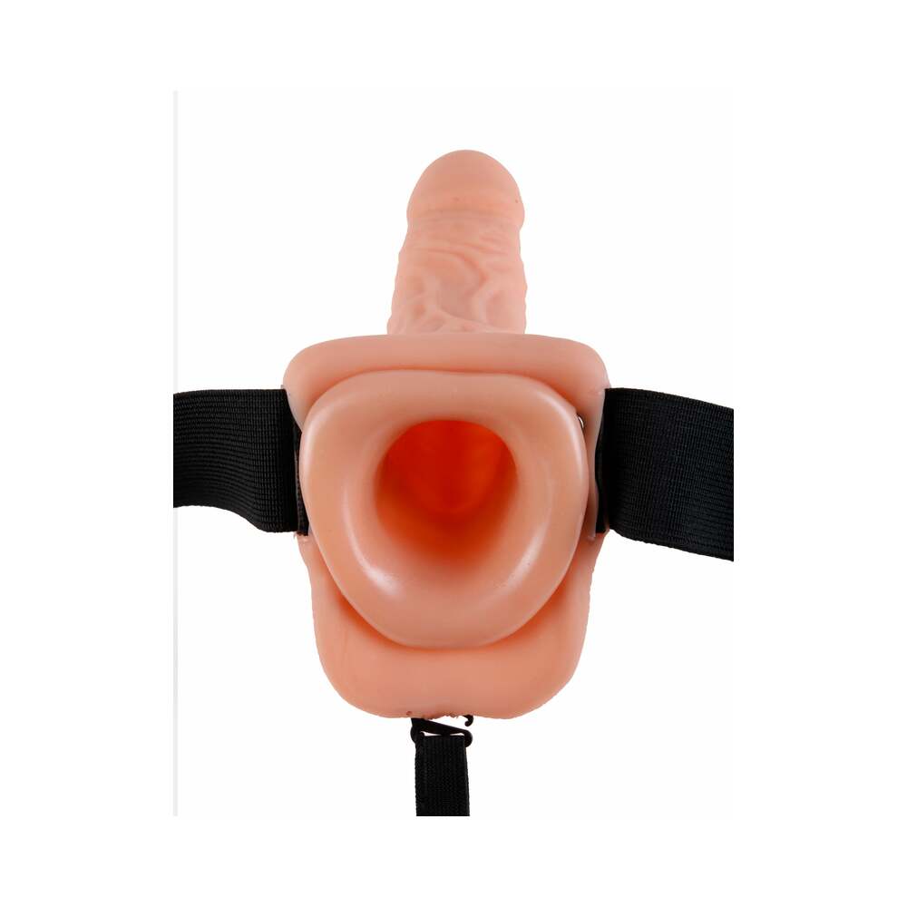 Fetish Fantasy Series 7 in. Hollow Strap-On with Balls Beige/Black - Fantasies Boutique