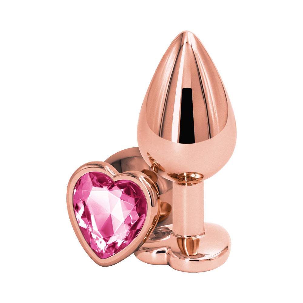 Rear Assets Rose Gold Heart Plug Medium Pink - Fantasies Boutique