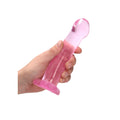 RealRock Crystal Clear Non-Realistic 7 in. Dildo With Suction Cup Pink - Fantasies Boutique