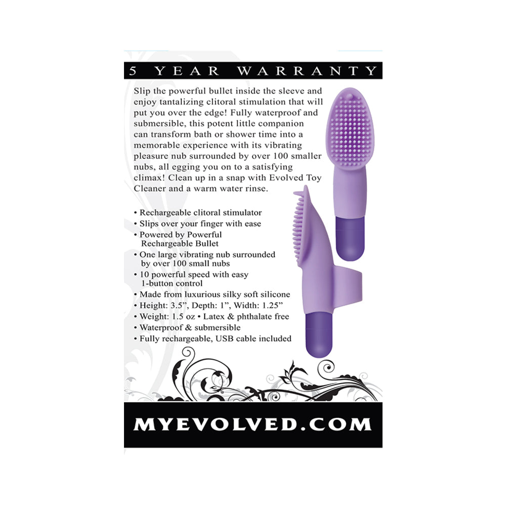 Evolved Fingerific Rechargeable Silicone Finger Vibrator Purple - Fantasies Boutique