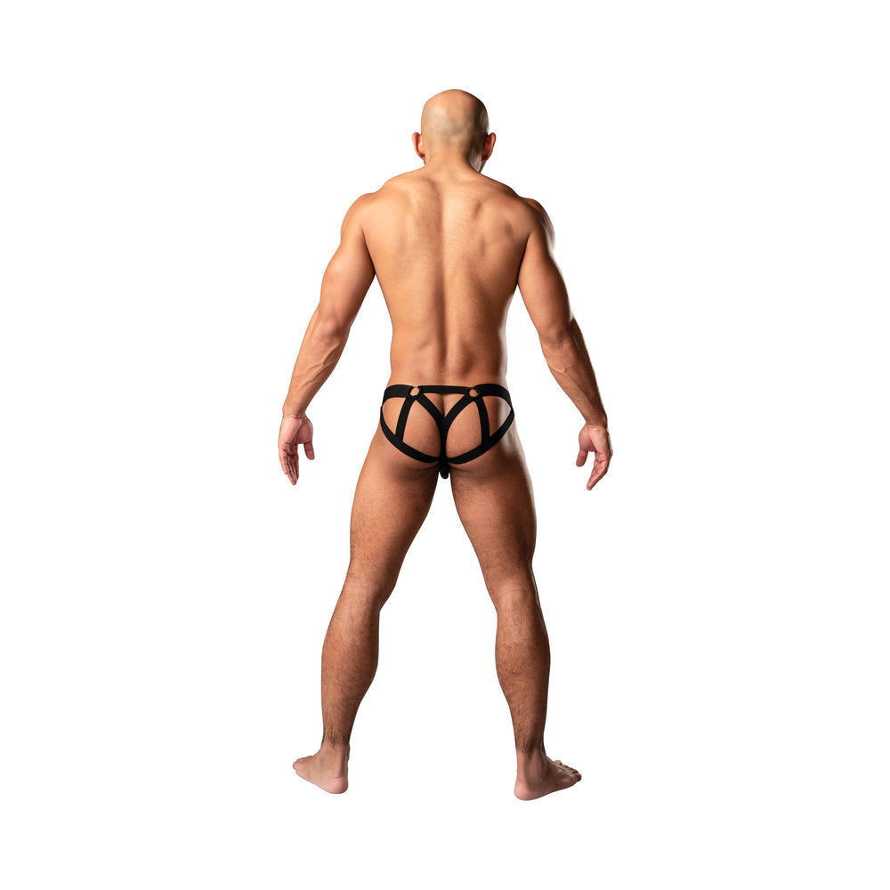 Male Power KaleiDickscope Strappy Ring Jock Black L/XL