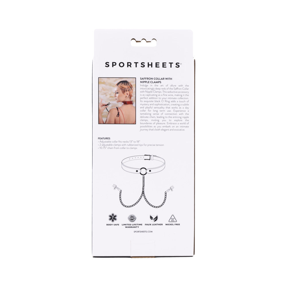 Sportsheets Saffron Collar with Nipple Clamps - Fantasies Boutique