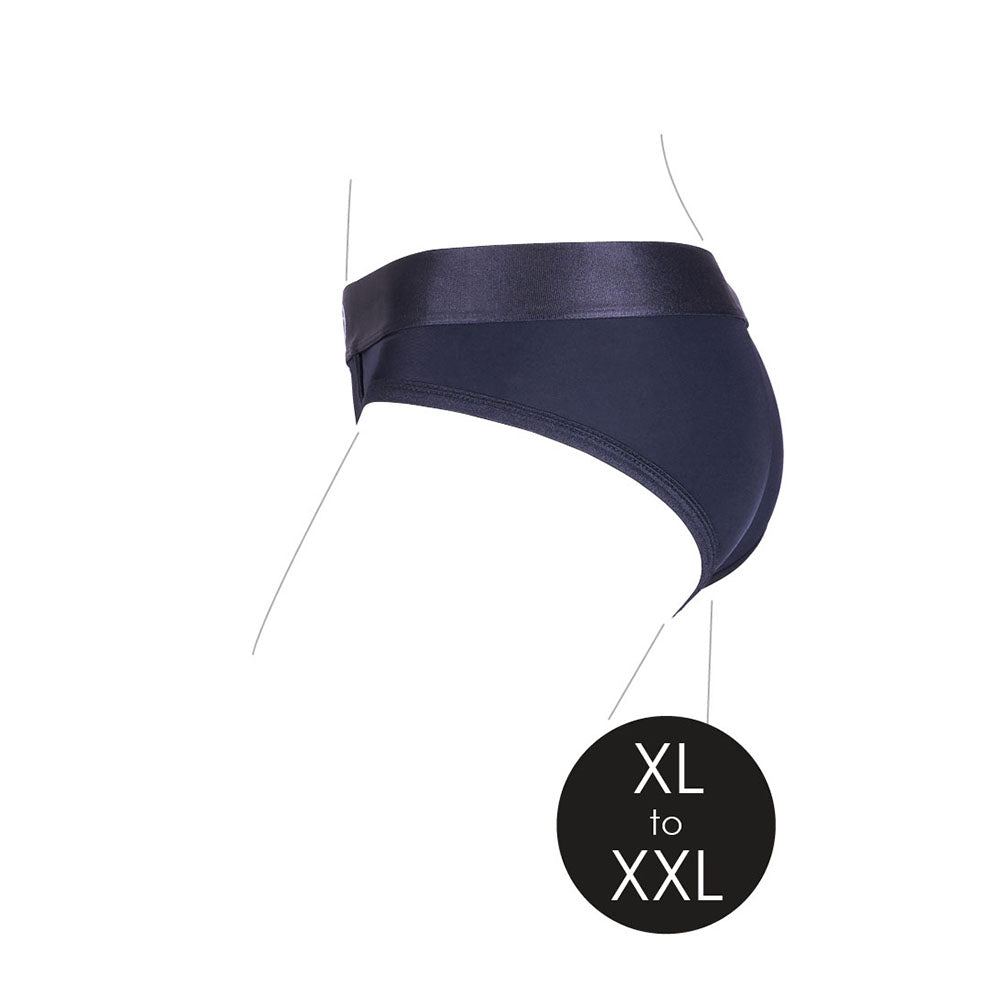 Ouch! Vibrating Strap-on High-cut Brief Black XL/2XL - Fantasies Boutique