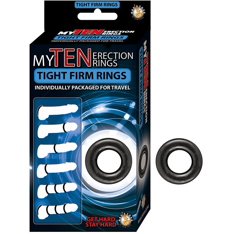 My Ten Erection Rings Tight Firm Rings Black - Fantasies Boutique