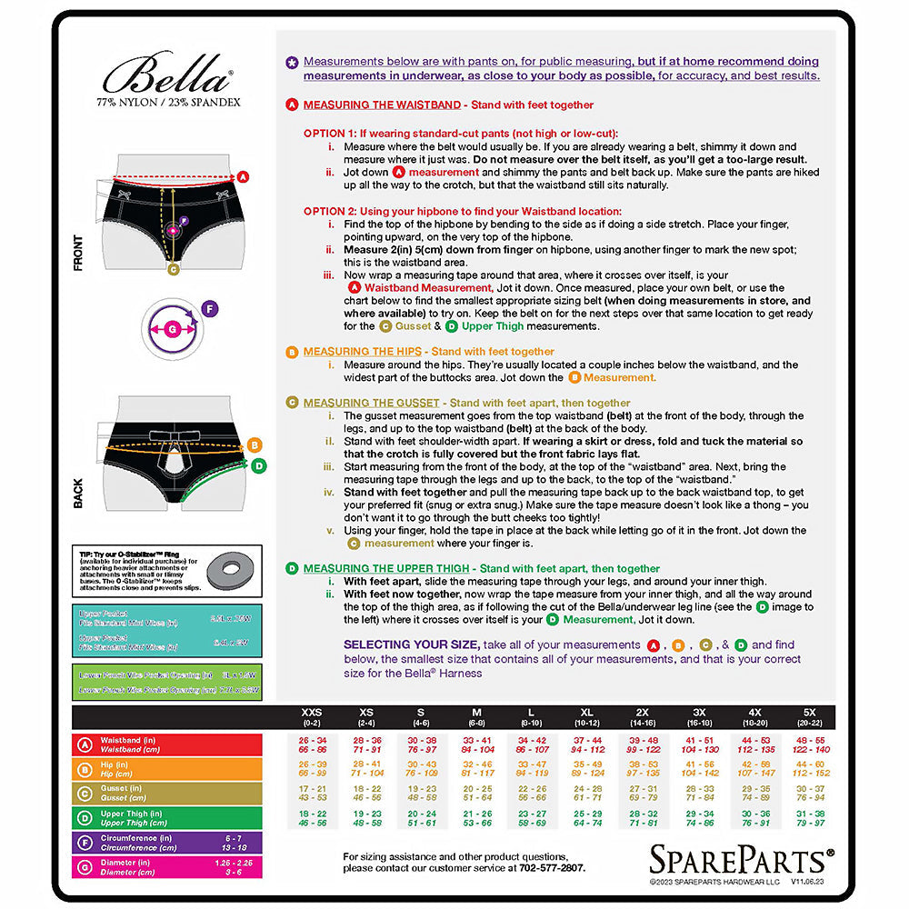 SpareParts Bella Cleavage Booty Short Harness Black Size 2XL