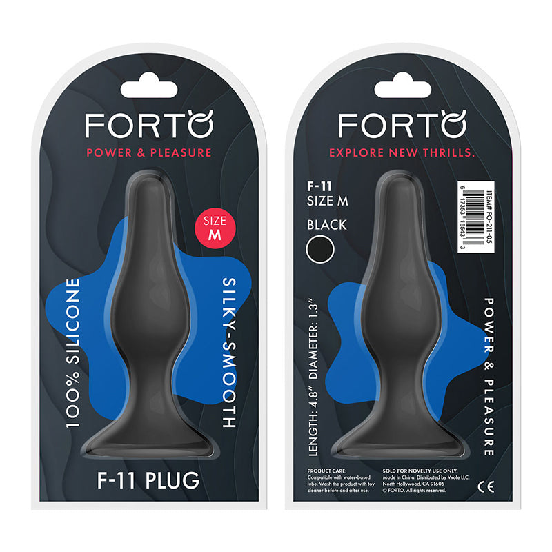 Forto F-11 Lungo Silicone Anal Plug Medium Black - Fantasies Boutique