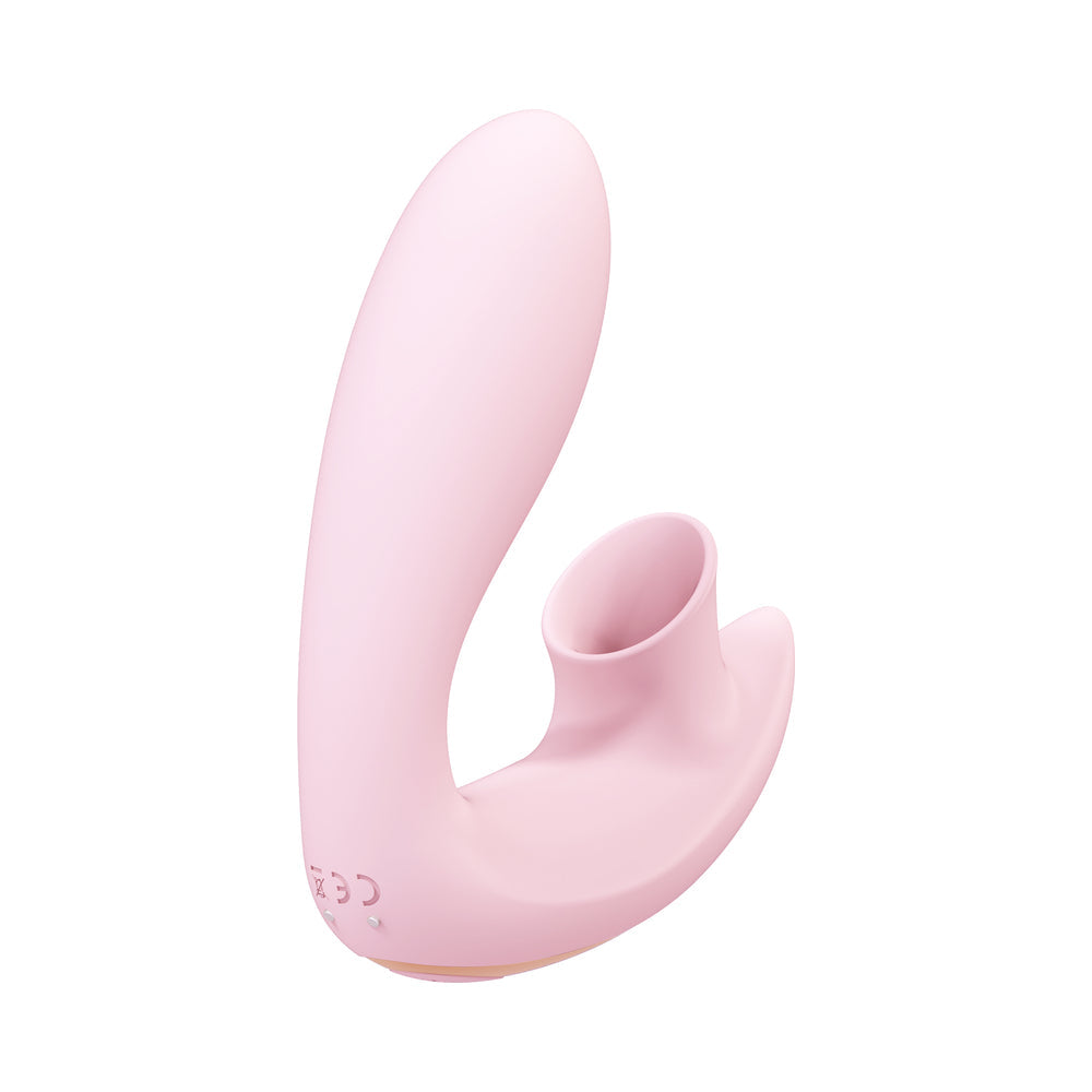 Shots Irresistible Desirable Rechargeable Silicone Soft Pressure Air Wave Dual Stimulator Pink - Fantasies Boutique