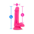 Neo Elite 6 in. Silicone Dual Density Dildo with Balls Neon Pink - Fantasies Boutique