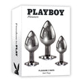 Playboy Pleasure 3 Ways 3-Piece Metal Anal Plug Set Hematite - Fantasies Boutique