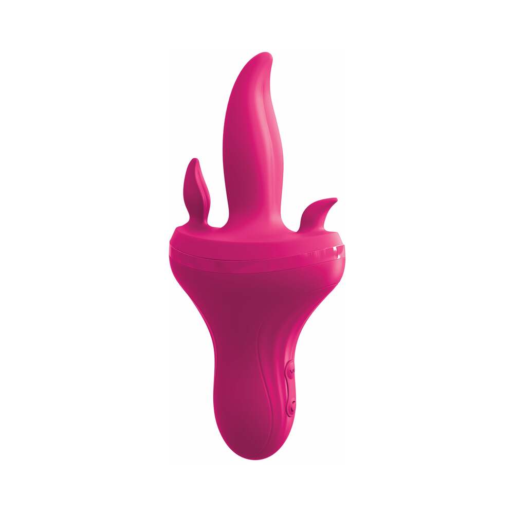 3Some Holey Trinity Triple Tongue Vibrator Rechargeable Silicone Red - Fantasies Boutique