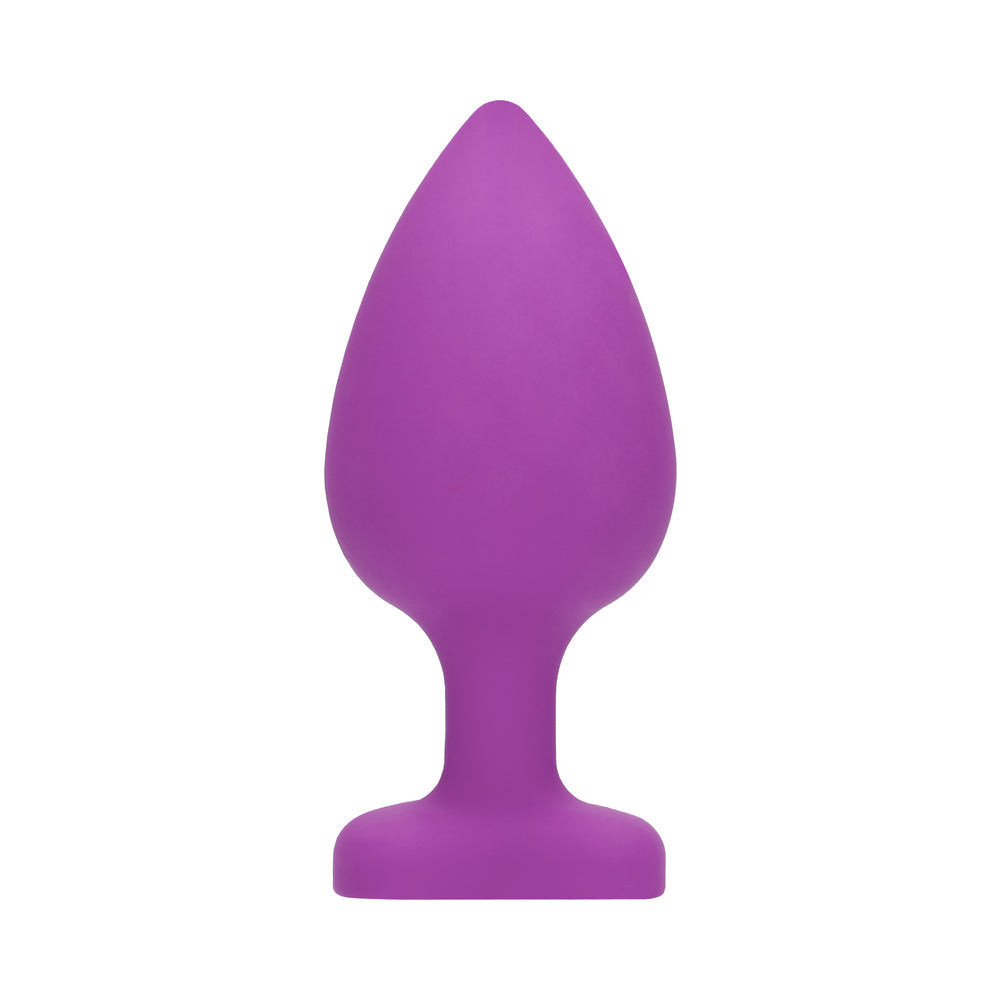 Ouch! Flexible Silicone Diamond Heart Butt Plug Purple Extra Large