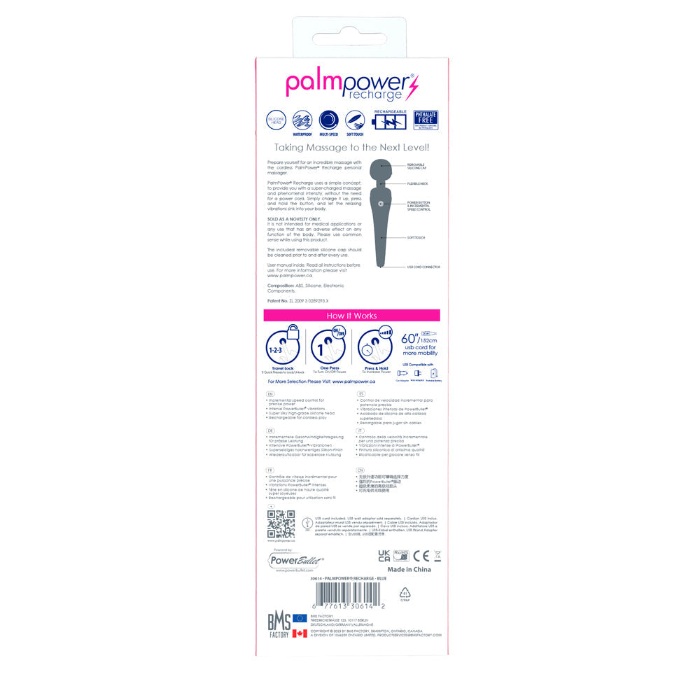 Palmpower Massager USB Rechargeable Blue - Fantasies Boutique