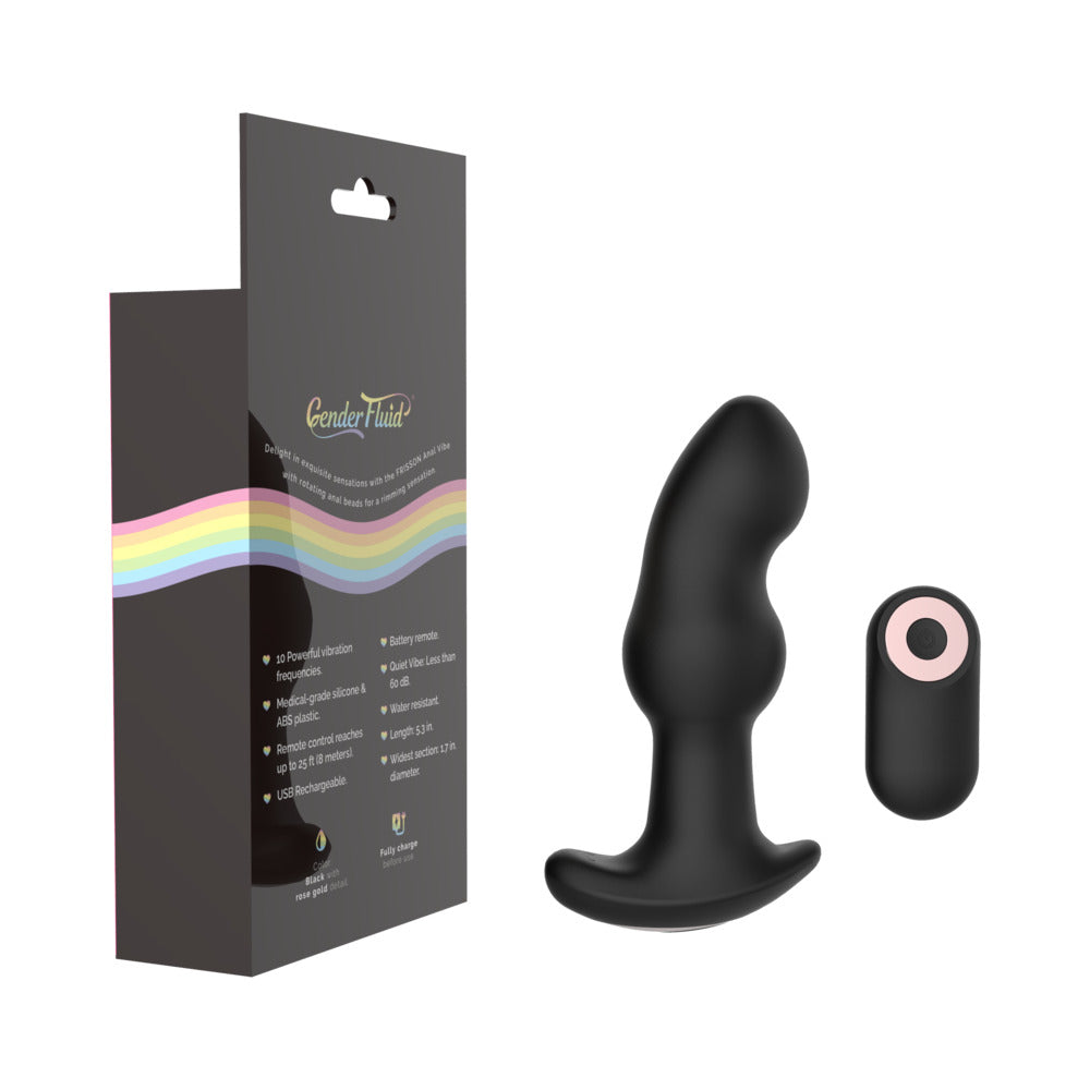 Gender Fluid Frisson Anal Vibe With Remote Silicone Black - Fantasies Boutique