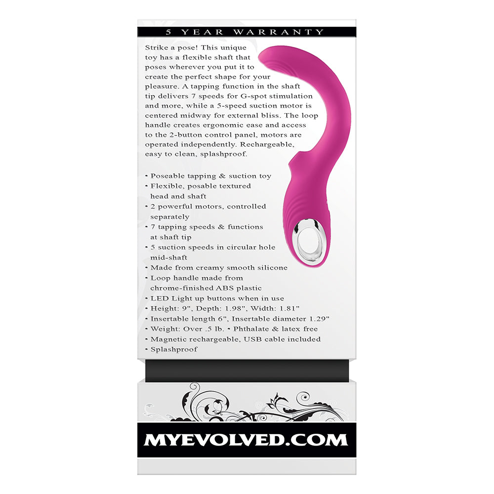 Evolved Strike A Pose Rechargeable Posable Tapping Suction Silicone Vibrator Pink - Fantasies Boutique
