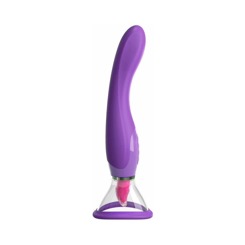 Pipedream Fantasy For Her Her Ultimate Pleasure Dual-Ended Vibrator With Licking Suction Purple - Fantasies Boutique