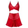 Magic Silk Sugar High Bralette, Cincher Skirt & Thong Set Red L/XL