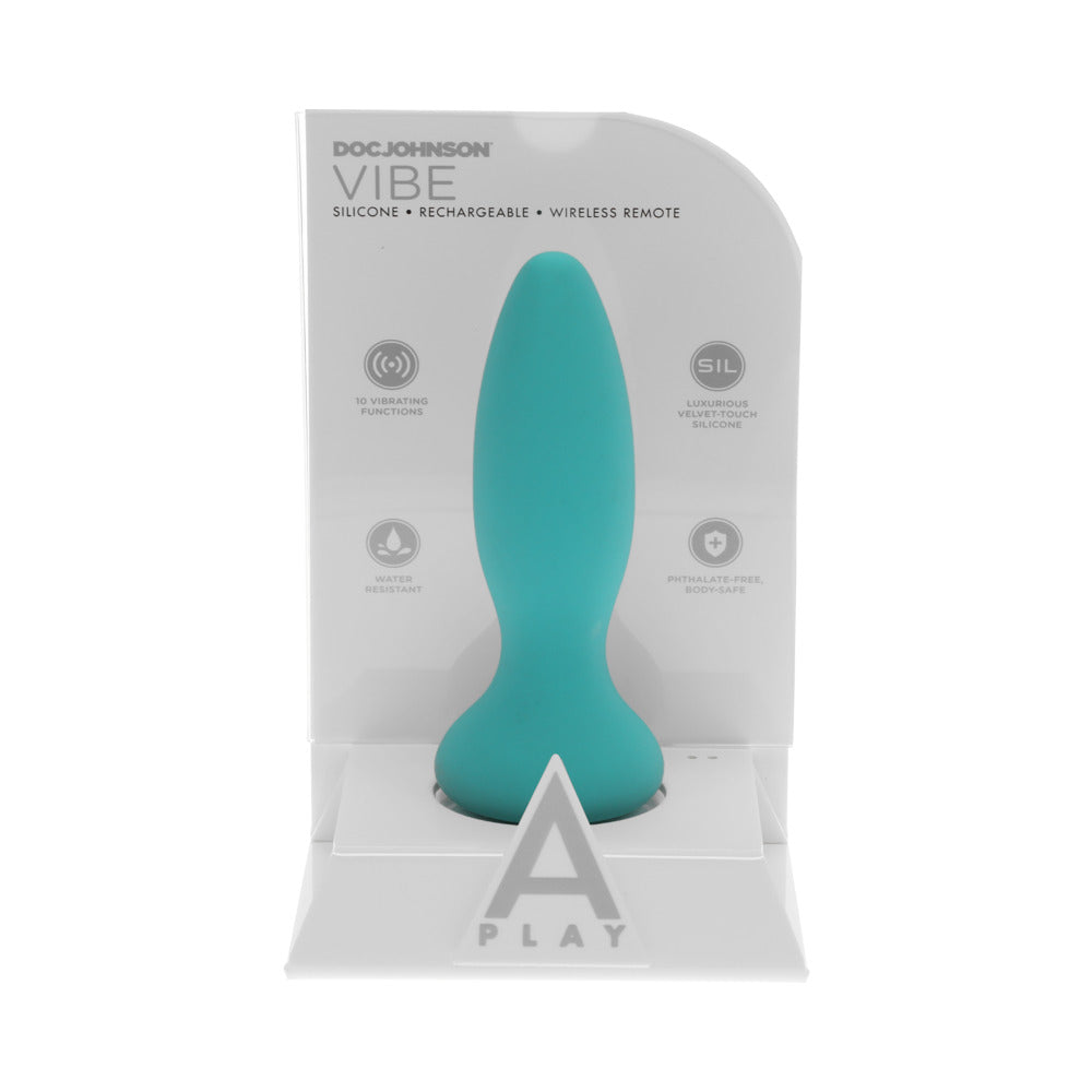 A-Play Vibe Adventurous Rechargeable Silicone Anal Plug with Remote Teal - Fantasies Boutique