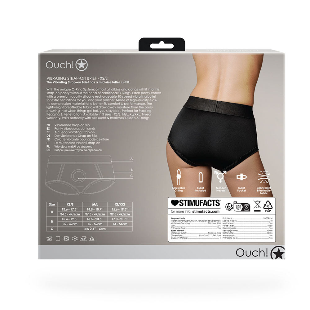 Ouch! Vibrating Strap-on Brief Black XS/S - Fantasies Boutique