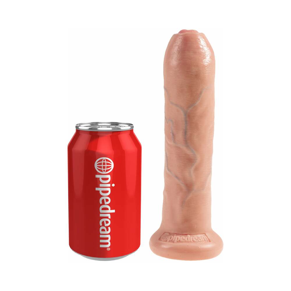 King Cock 7 in. Uncut Cock Realistic Dildo With Moveable Foreskin & Suction Cup Beige - Fantasies Boutique