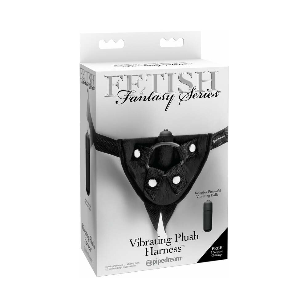 Fetish Fantasy Series Adjustable Vibrating Plush Harness Black - Fantasies Boutique