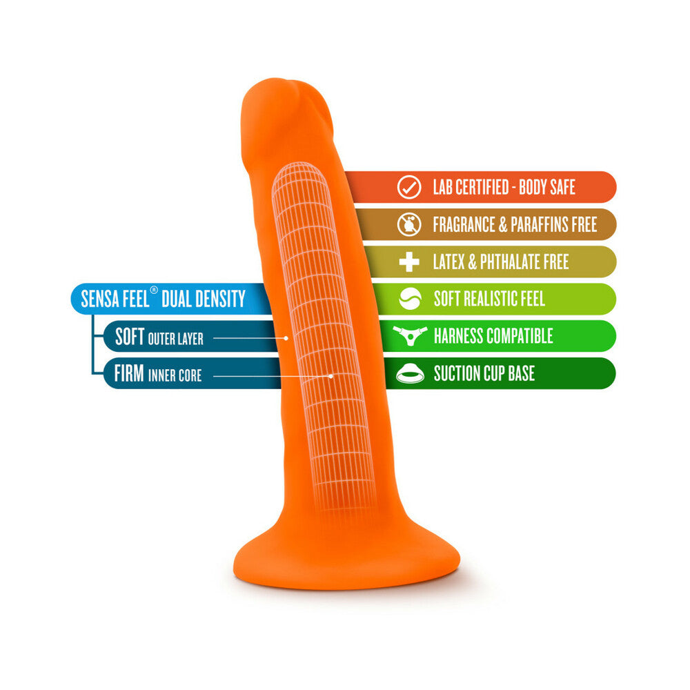Neo 6 in. Dual Density Dildo Neon Orange - Fantasies Boutique