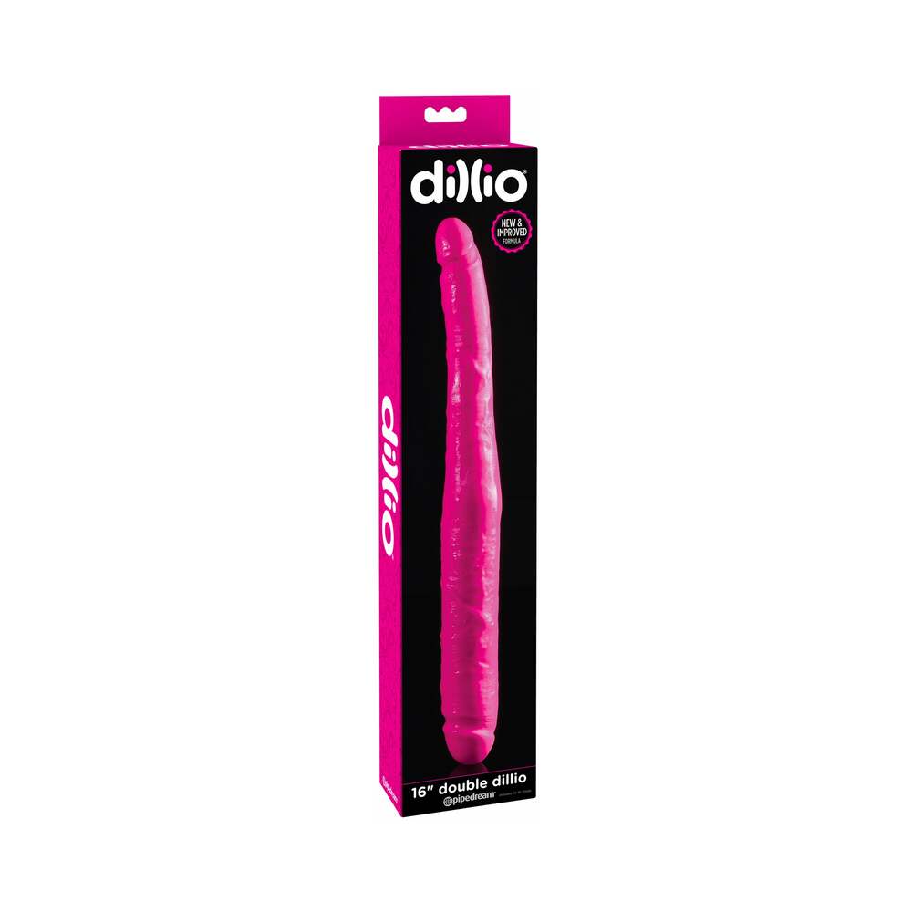 Pipedream Dillio 16 in. Double Dong Realistic Dual-Ended Dildo Pink - Fantasies Boutique
