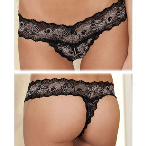 Rene Rofe Crotchless Lace V-Thong S/M - Fantasies Boutique