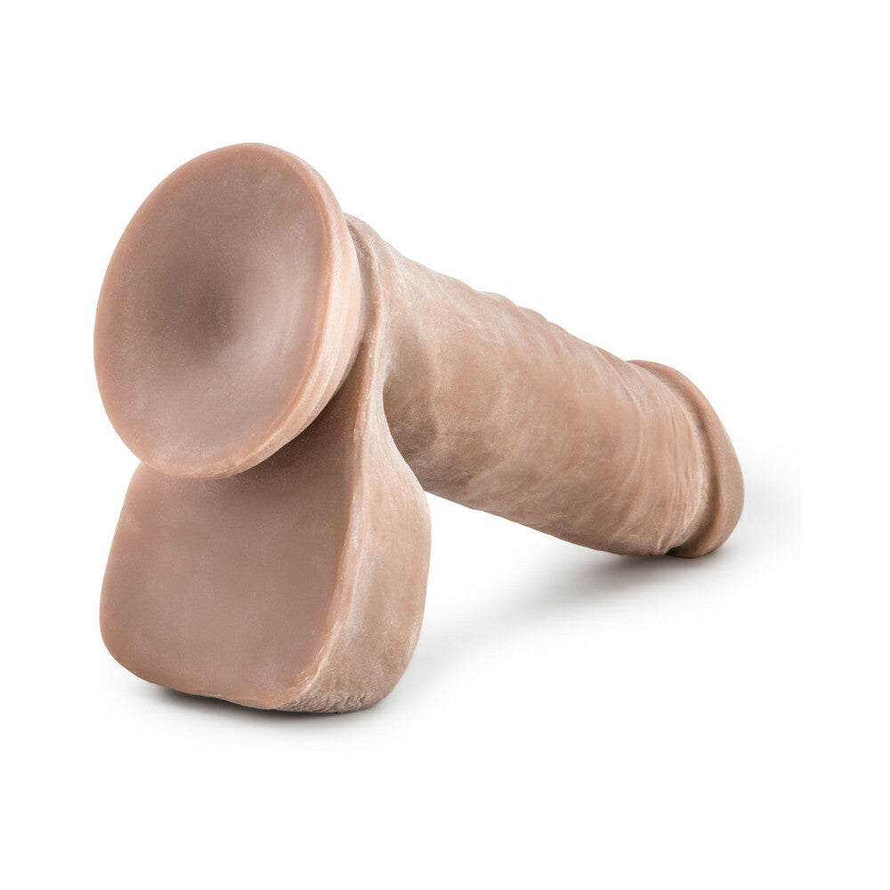 Au Naturel 8 in. Posable Dual Density Dildo with Balls Tan - Fantasies Boutique