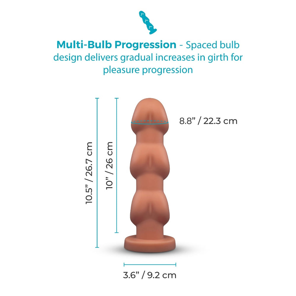 b-Vibe Headz 10.5 in. Multi-Bulb Dildo with Flared Base