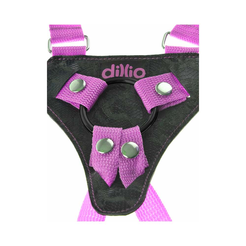Pipedream Dillio Adjustable 7 in. Strap-On Suspender Harness Set Pink - Fantasies Boutique