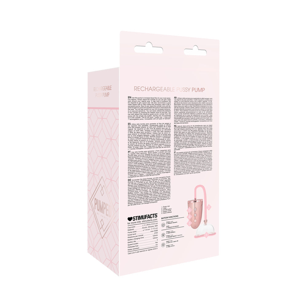 Pumped Rechargeable 3-Speed Pussy Pump Pink - Fantasies Boutique