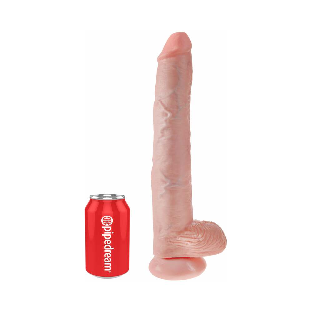 King Cock 14 in. Cock With Balls Realistic Suction Cup Dildo Beige - Fantasies Boutique