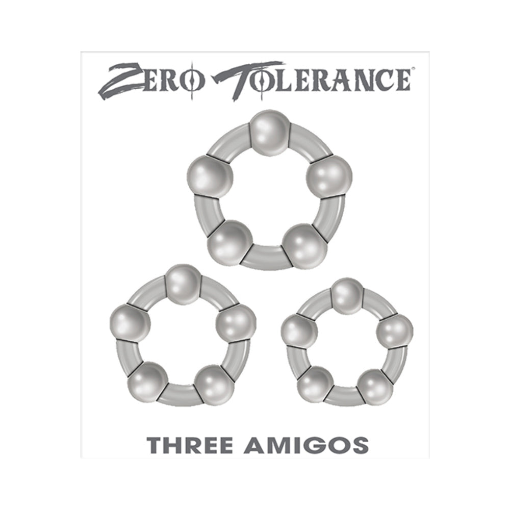 Zero Tolerance Three Amigos 3-Piece Cockring Set Clear - Fantasies Boutique