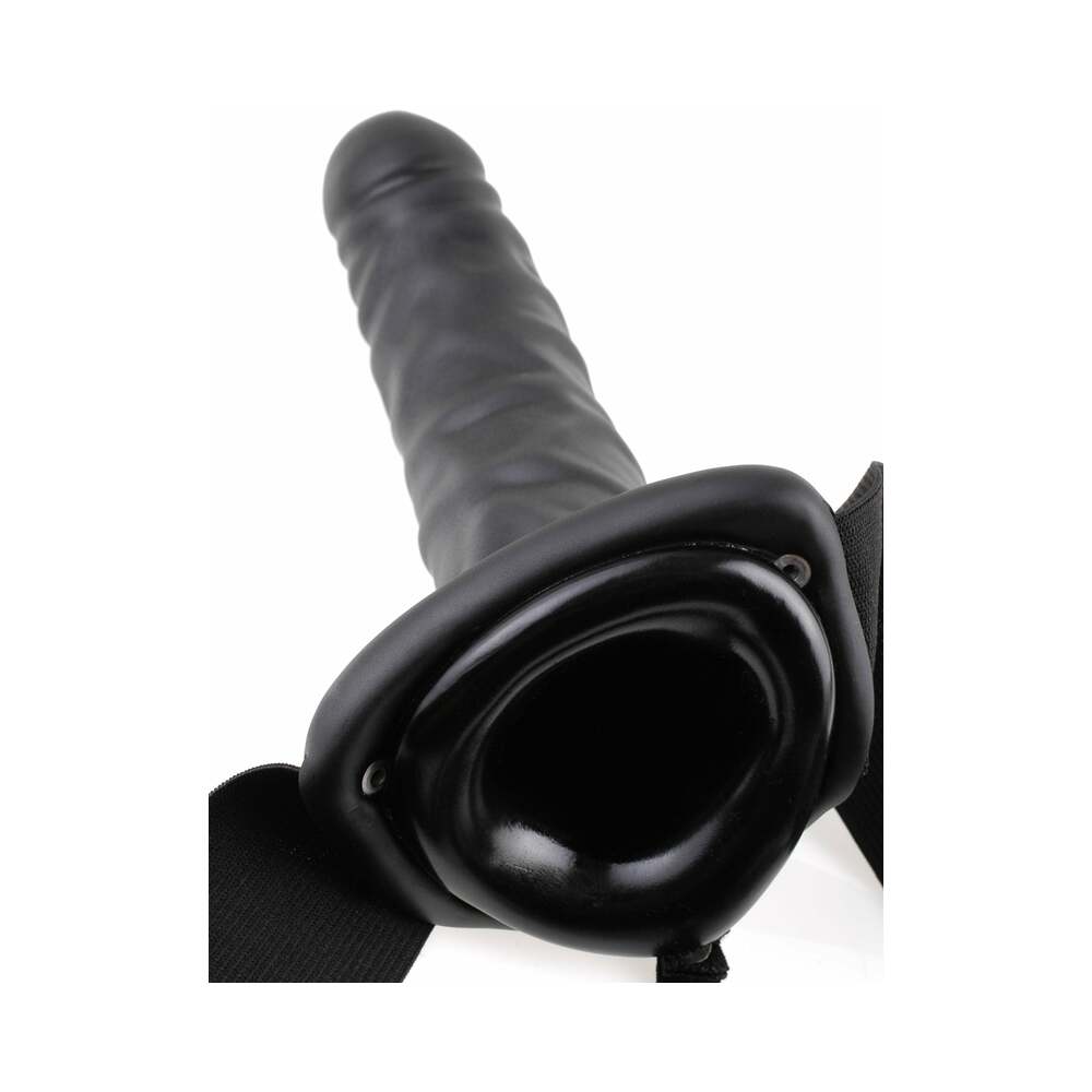 Fetish Fantasy Series 8 in. Vibrating Hollow Strap-On Black - Fantasies Boutique