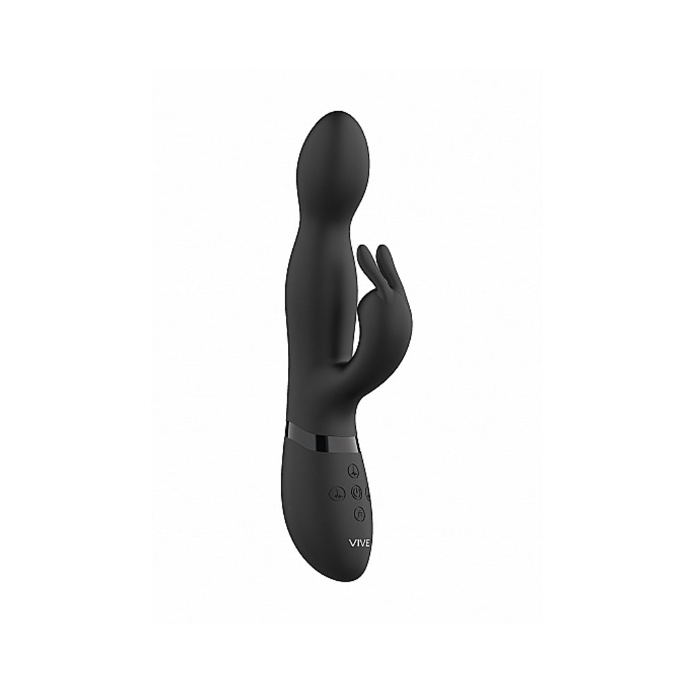 VIVE NIVA Rechargeable 360° Rotating Silicone Rabbit Vibrator Black - Fantasies Boutique