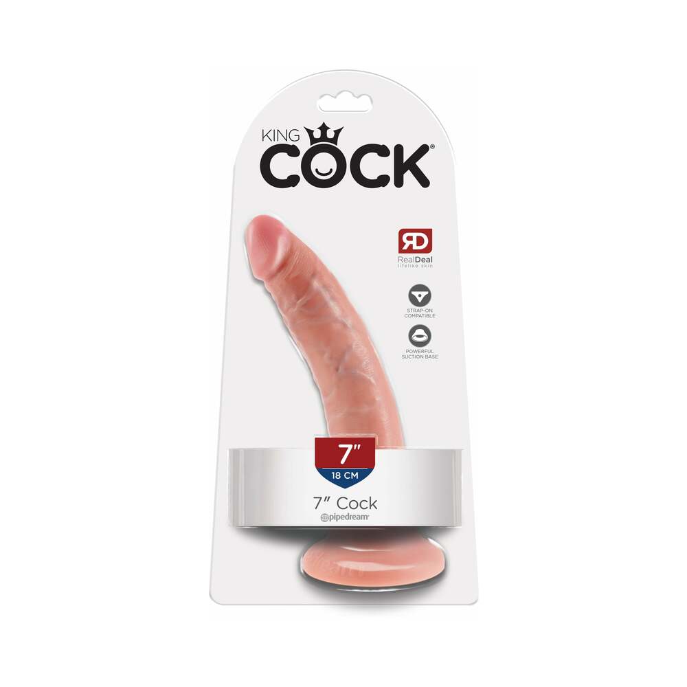 King Cock 7 in. Cock Realistic Dildo With Suction Cup Beige - Fantasies Boutique
