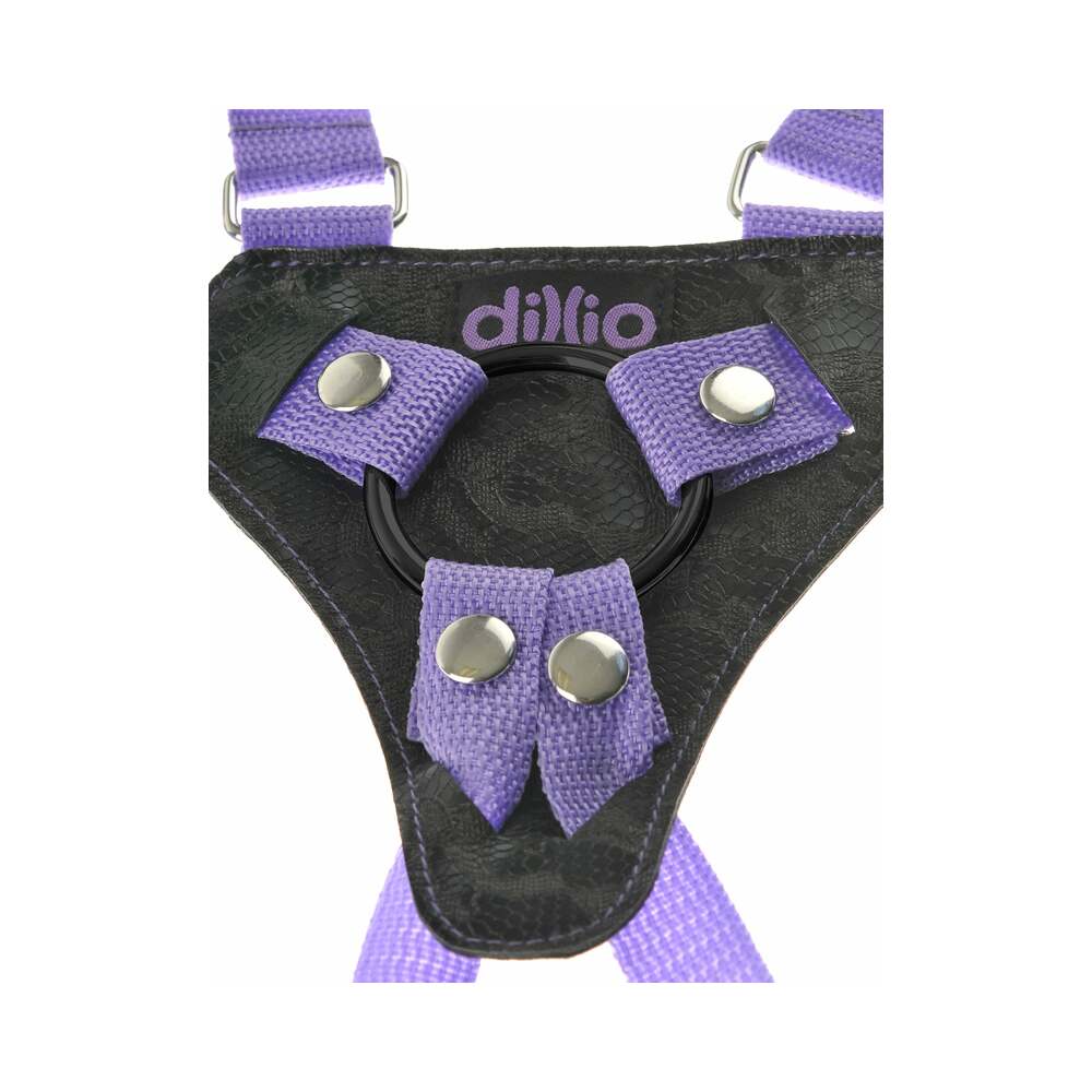 Dillio Adjustable 7 in. Strap-On Suspender Harness Set Purple - Fantasies Boutique