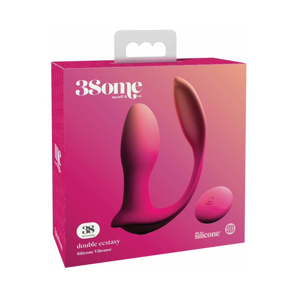 3Some Double Ecstasy Dual Stimulation Silicone Vibrator Red - Fantasies Boutique