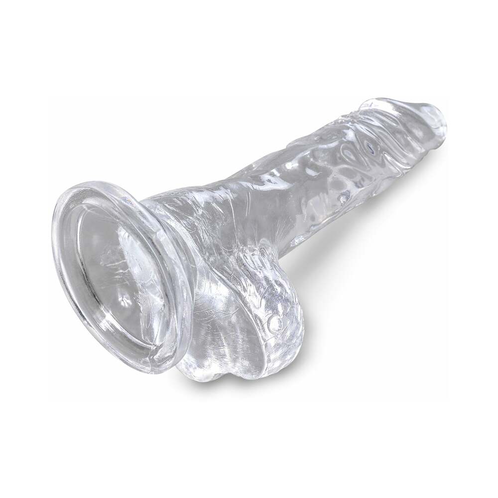 King Cock Clear 4 in. Cock With Balls Realistic Suction Cup Dildo - Fantasies Boutique